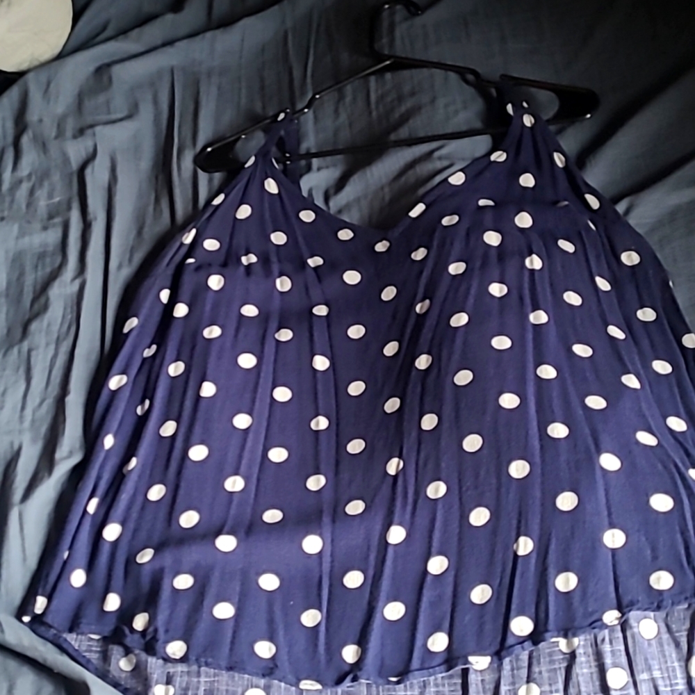Navy and White Polka Dot Tank Top